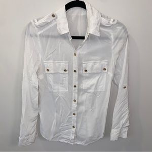 Michael Michael Kors Ladies White Button-Down Shirt Size Medium